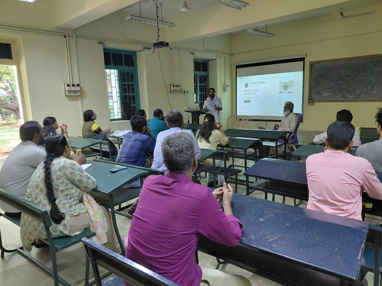 Faculty and scholars gathered for the Mayon Padai website inauguration